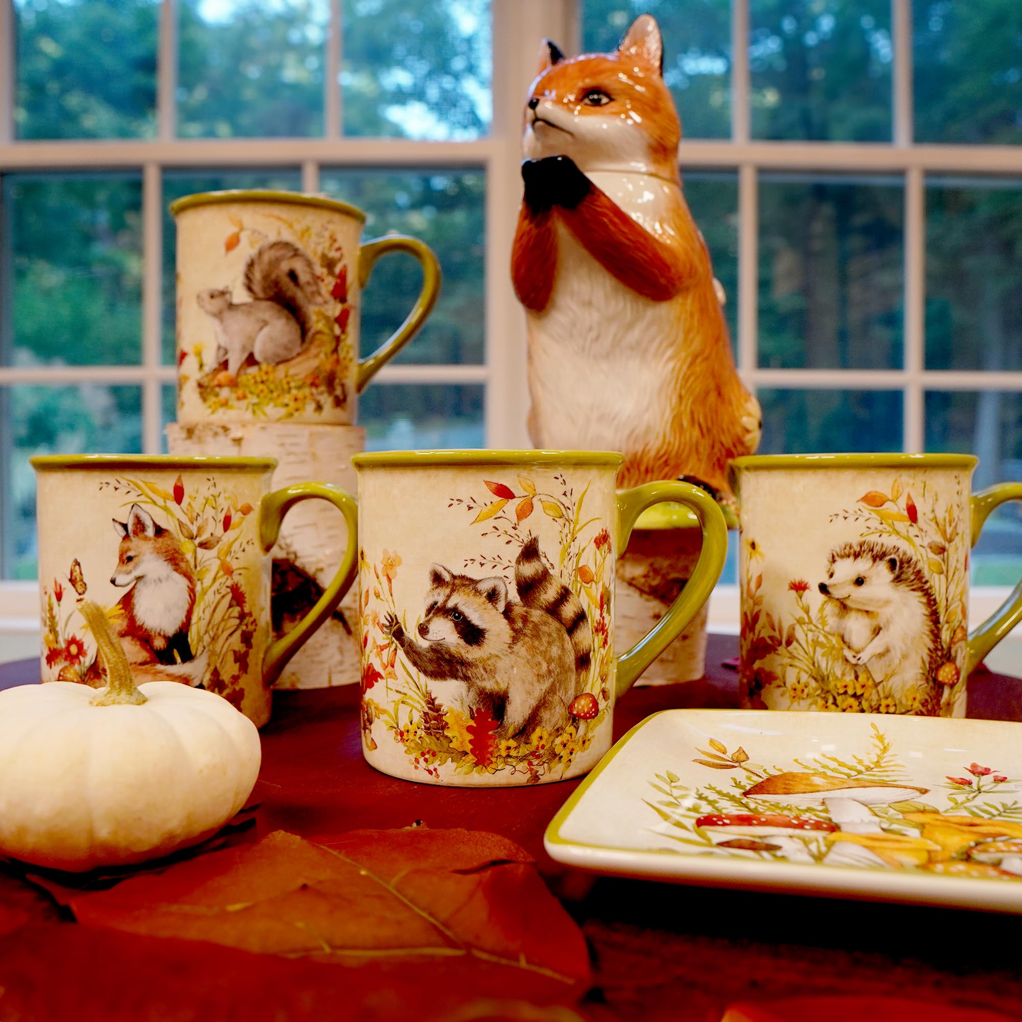 ペットカート 赤と白のコンビネーション Amazon.com | Woodland Critters 18 oz. Ceramic Mugs, Set of 4